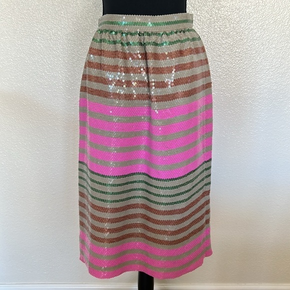 JCrew Collection Midi Sequin Striped Skirt Size 6 - Picture 9 of 14